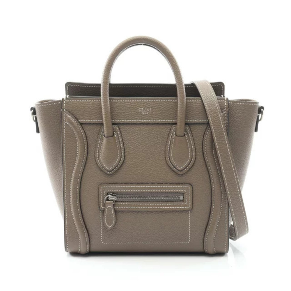 Celine Luggage Tote Shopper Handbag Leather Gray